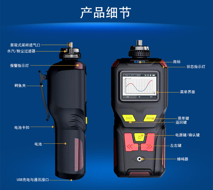 ERUN-PG71S4-6H手持式泵吸型甲酚C7H8O气体检测仪