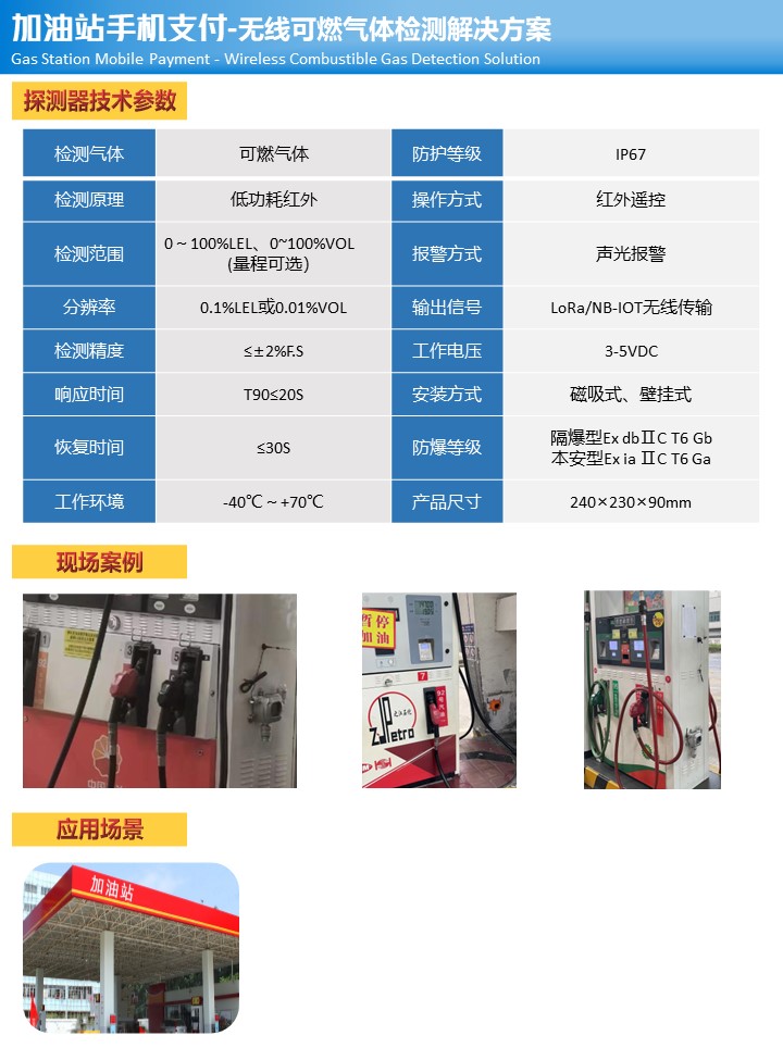 加油站可燃气体报警器技术参数